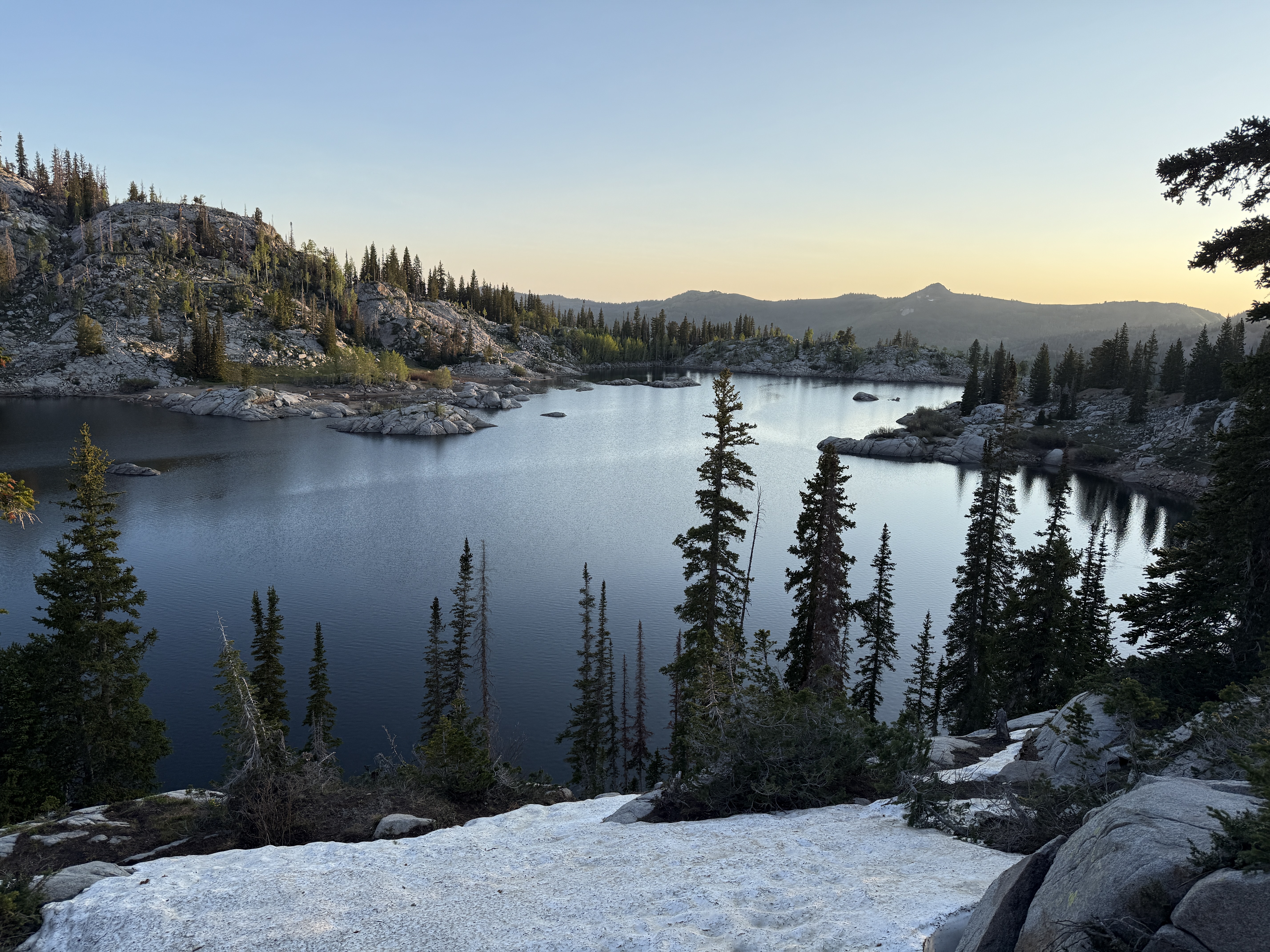Lake Mary from above just before sunrise in June, 2025