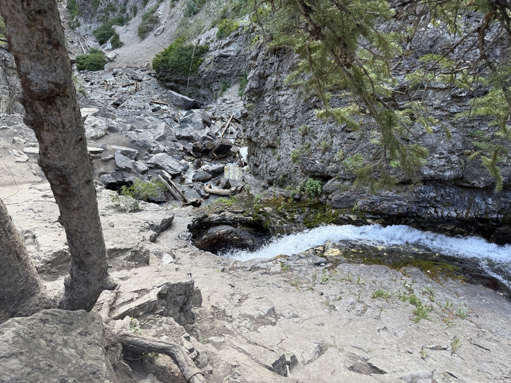 Above Donut Falls - where the water goes in to the cave