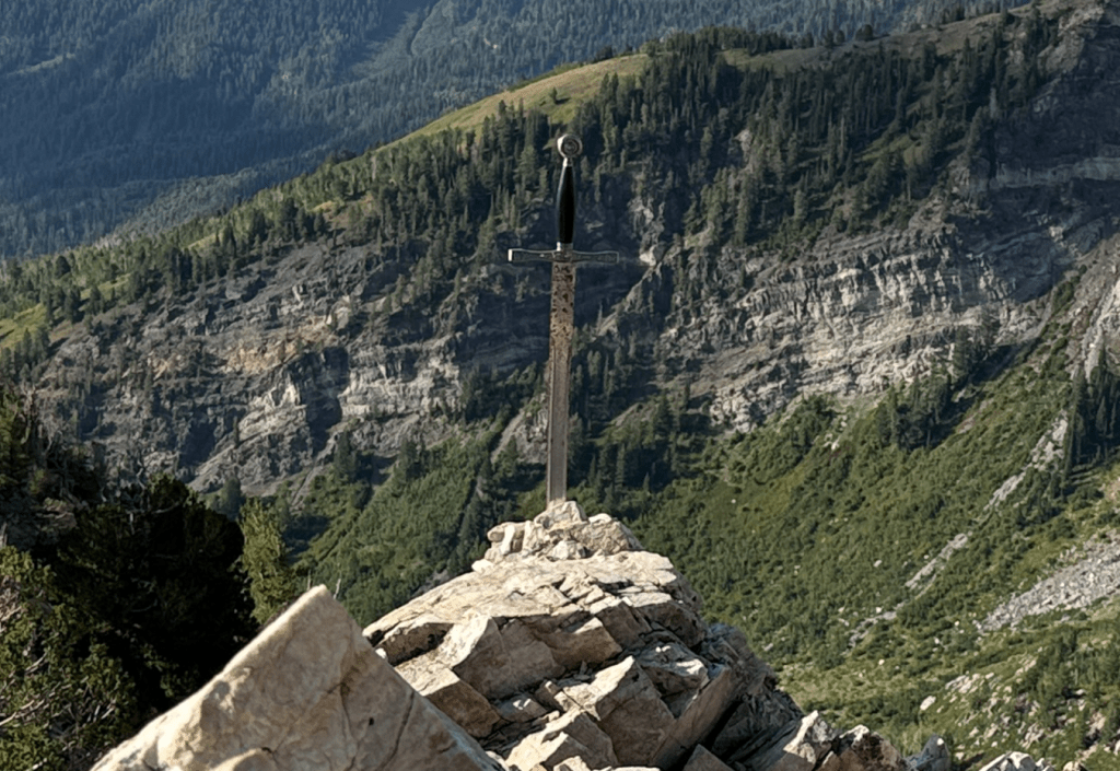 Close up of the sword in the stone