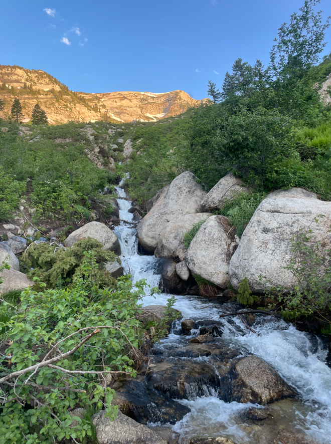 Creek with waterfall off the Silver Lake Trail in American Fork Canyon, Utah