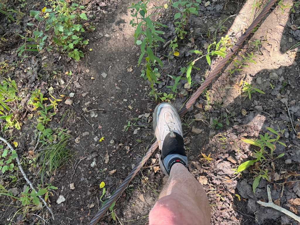 Carbonite Mine cable with my foot to show the thickness