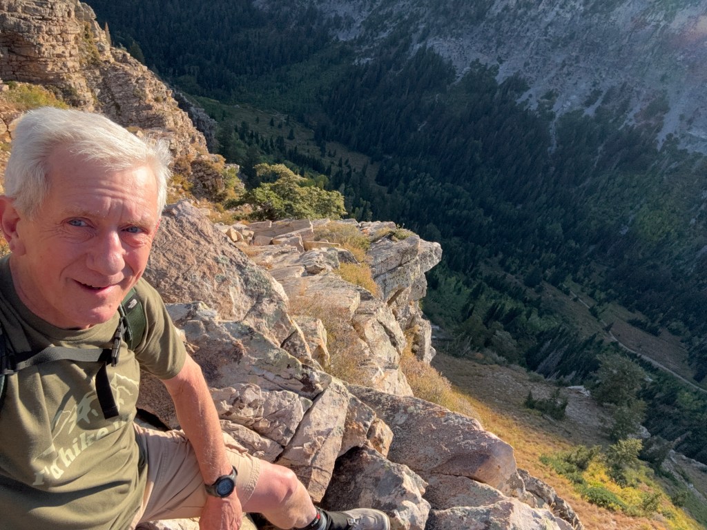 Old Hiking Dude takes break along the Relsek Trail