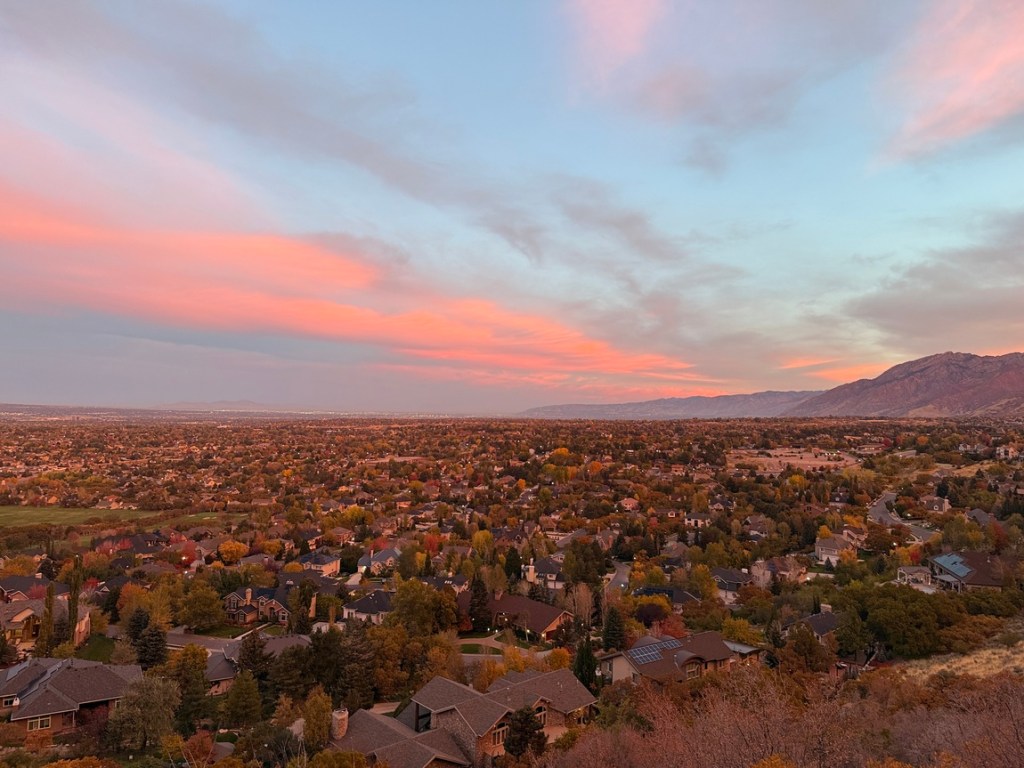 Dawn over Sandy, Utah from the Bonneville Shoreline Trail