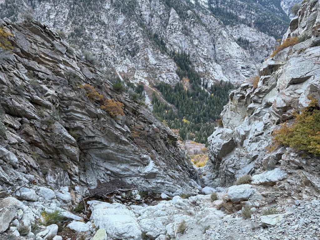 Looking down the canyon above Lisa Falls