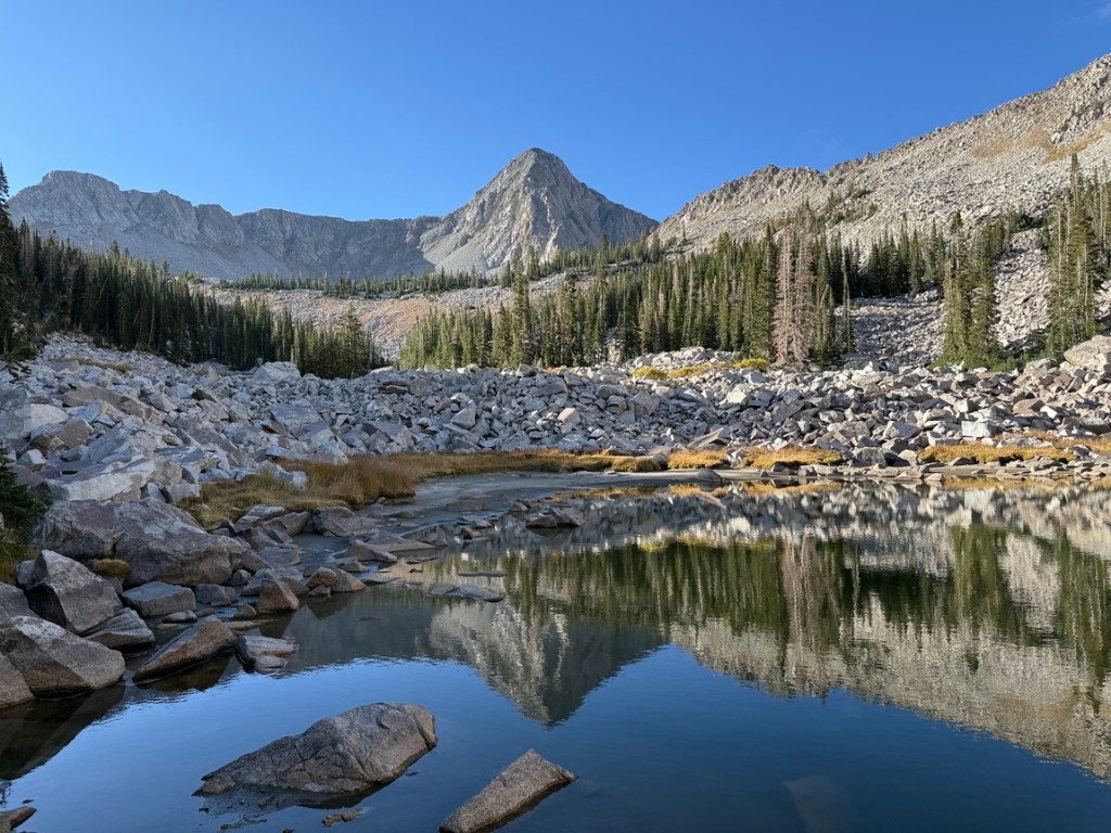 Pfeifferhorn reflection off Maybird Lake