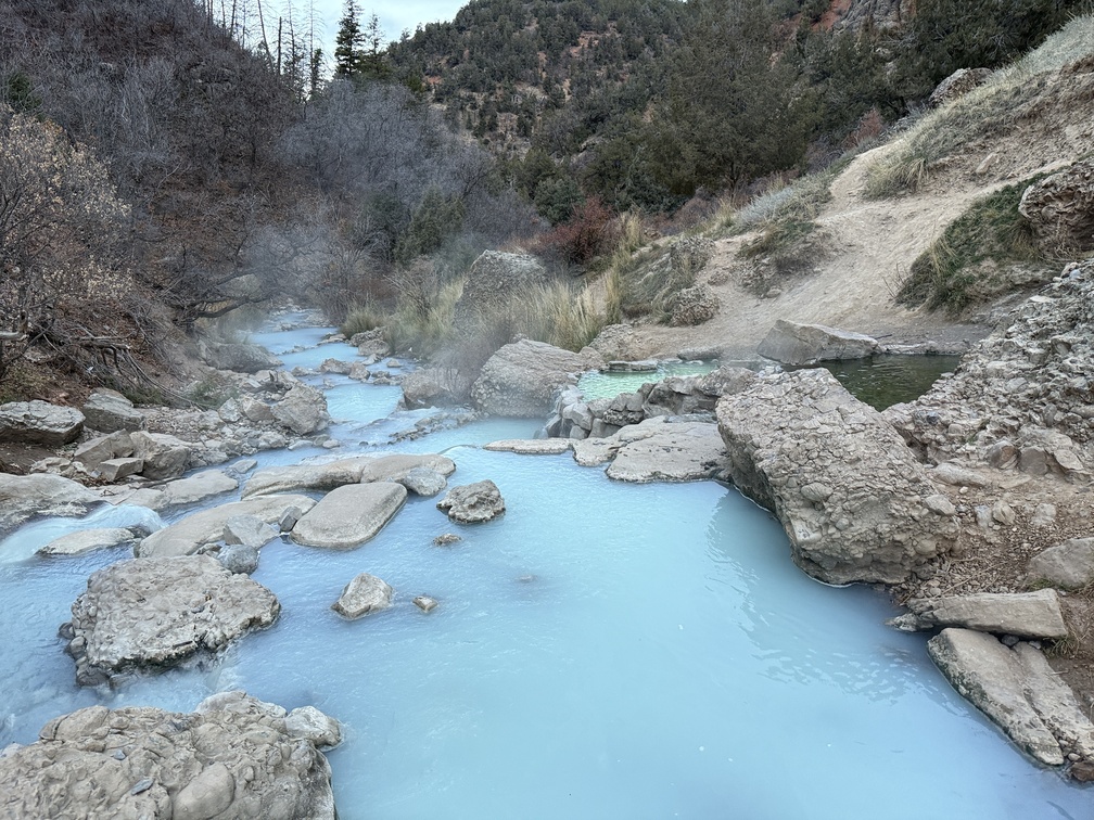 Milky blue pool at Fifth Water Hot Springs