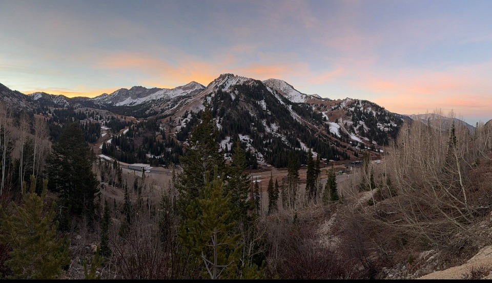 Looking out over Alta, Utah just before sunrise