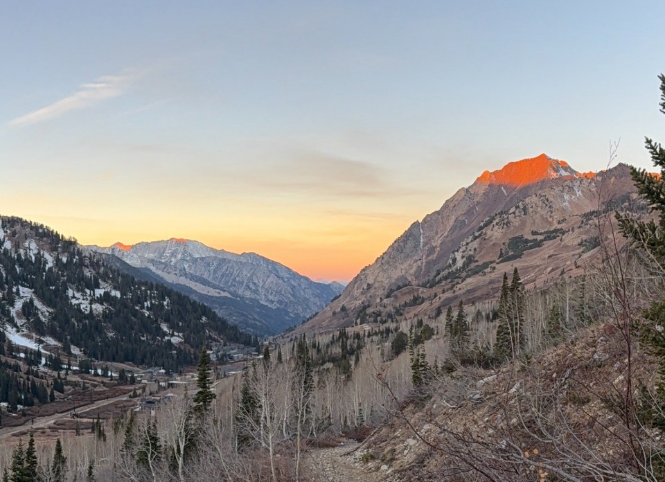 Sunrise view looking down Little Cottonwood Canyon