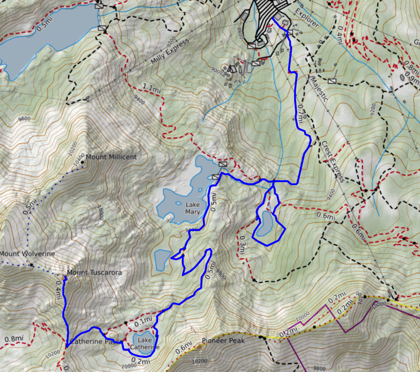 Catherine Pass Hike Trail Map