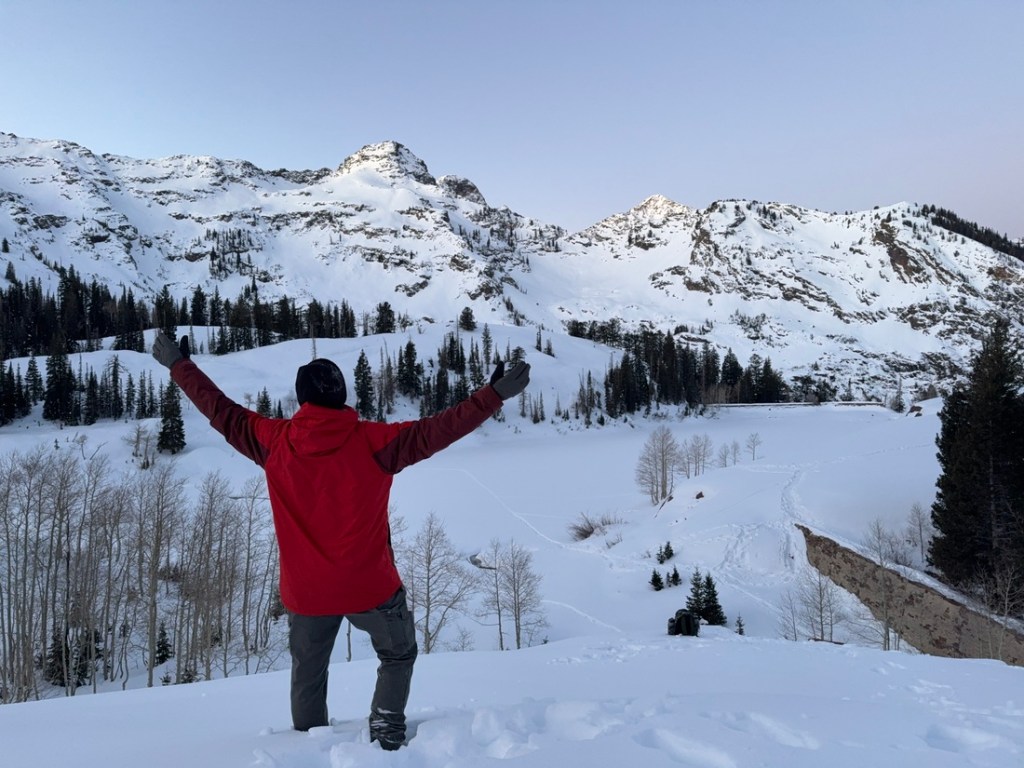 Old Hiking Dude loving frozen Lake Blanche