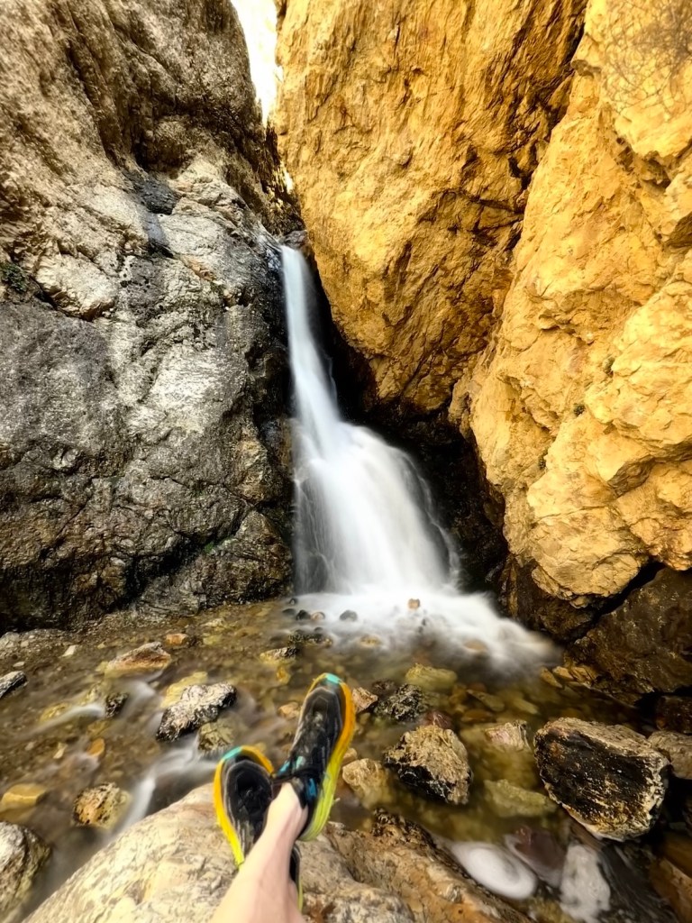 Old Hiking Dude feet at Hidden Falls